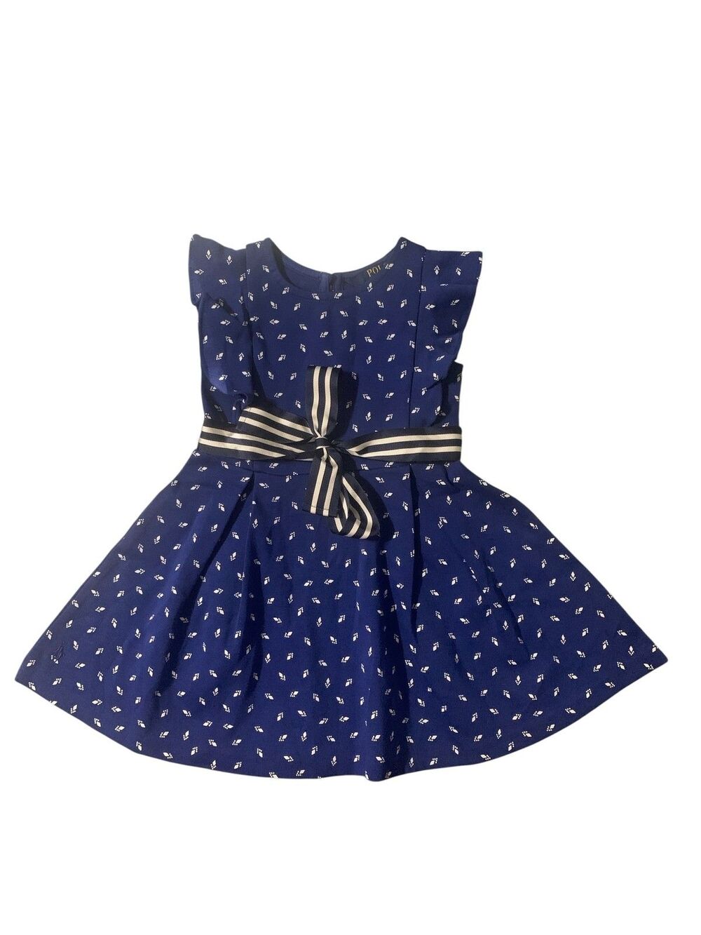 Polo Ralph Lauren Dress Girls 2T Print Ruffle Bow Party Toddler Special Occasion